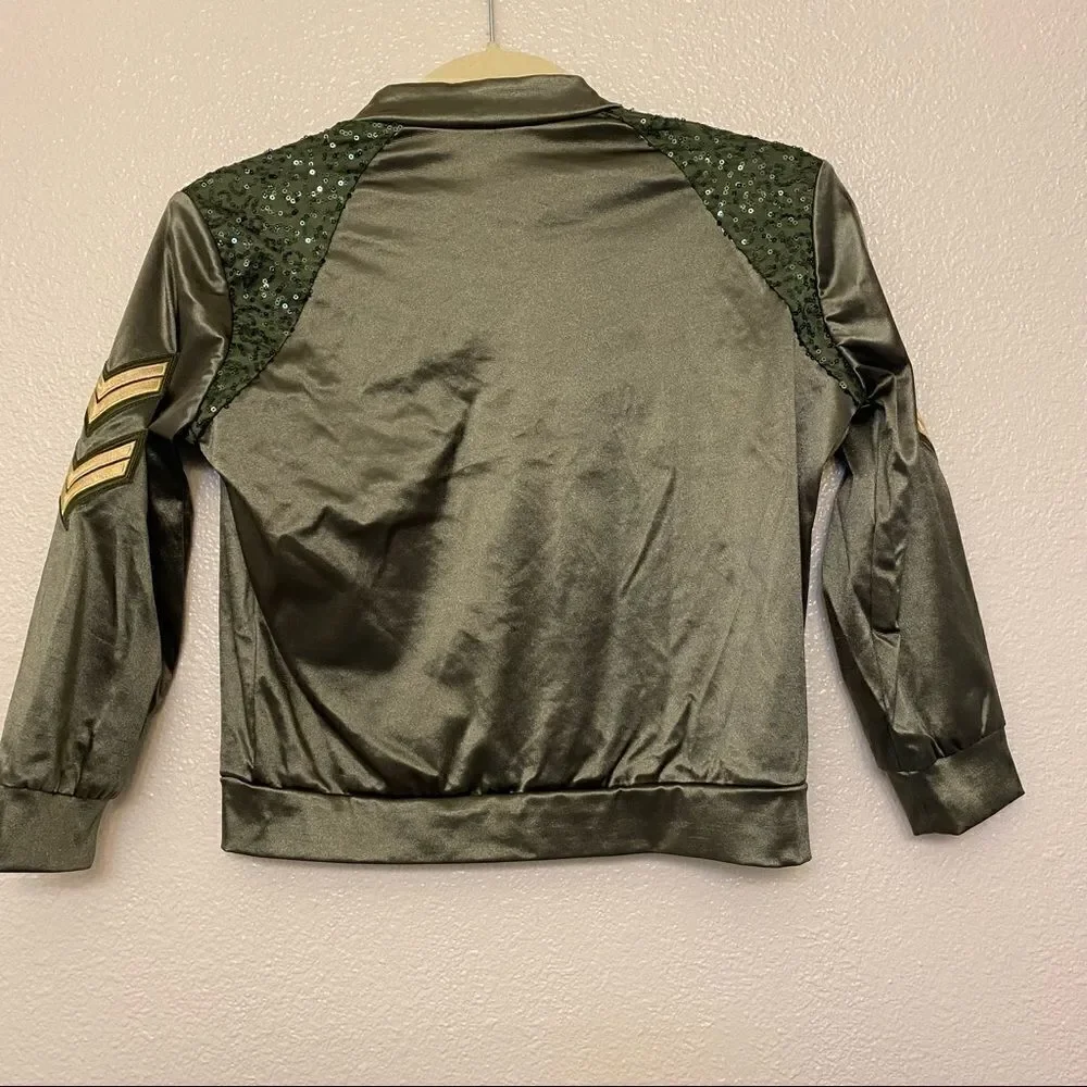 WEISSMAN Dance hip hop Costume ARMED FORCES 10511 Green sequin jacket-LC